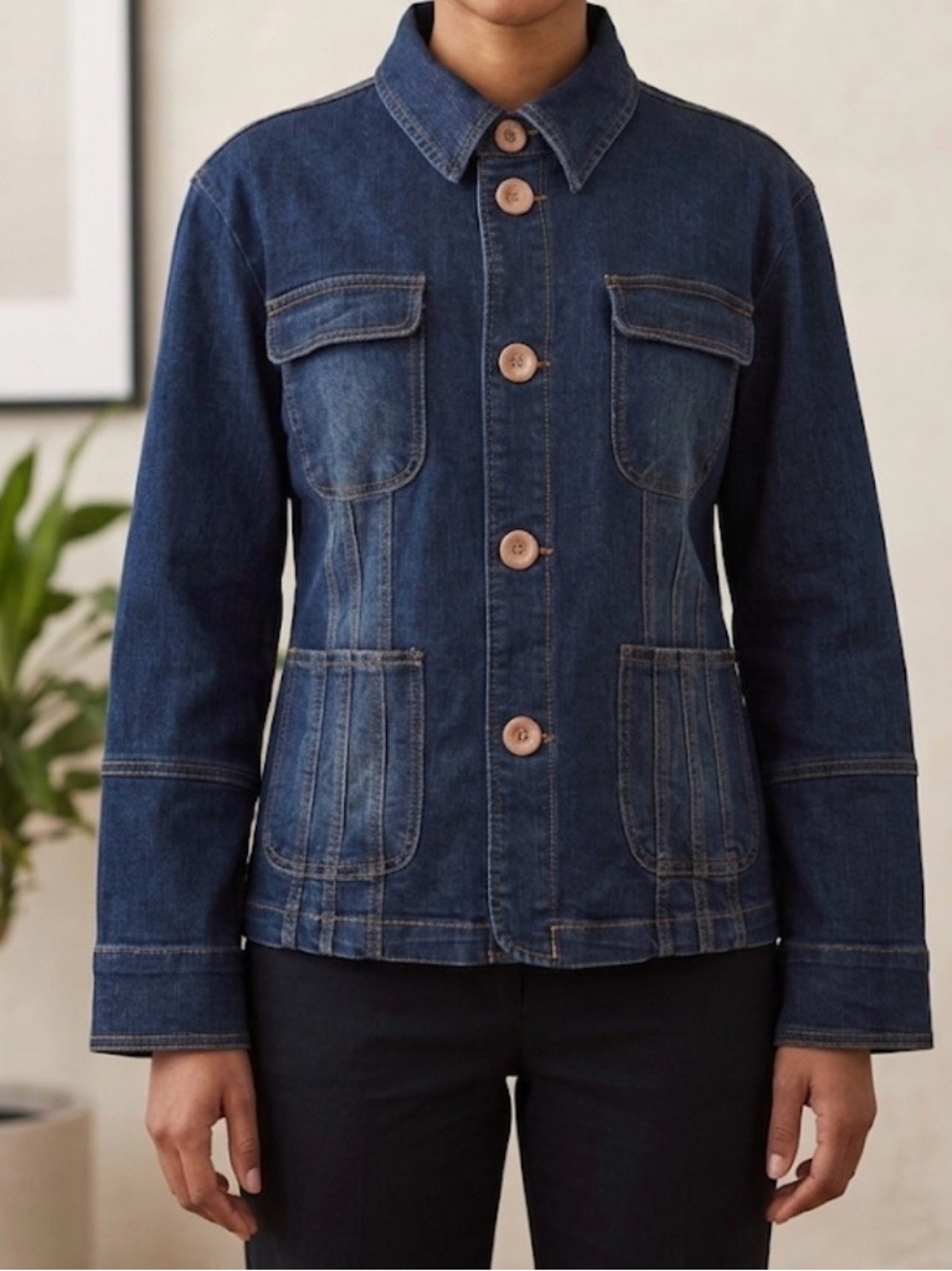 Tulle Dark Blue Denim Jacket with Button Front size 2X